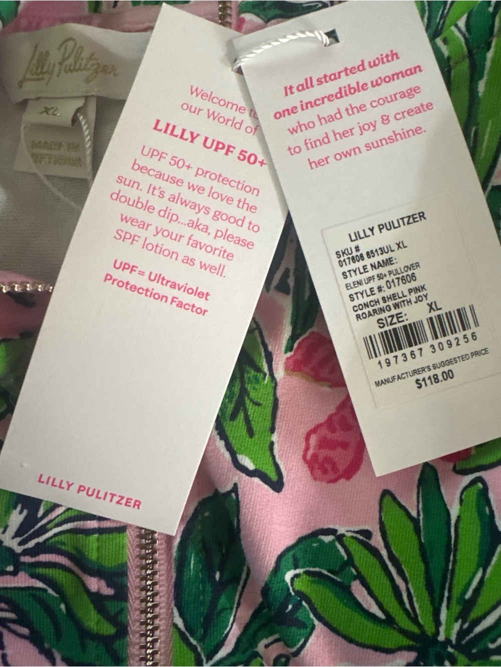 NWT Lilly Pulitzer Eleni UPF 50+ Half-Zip Pullover - Conch Shell Pink - Picture 5 of 9